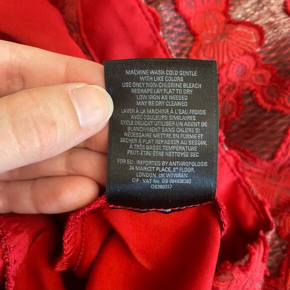 Anthropologie Moulinette Soeurs Rubied Lace Mini Dress Size 10 Red Party - Picture 9 of 10